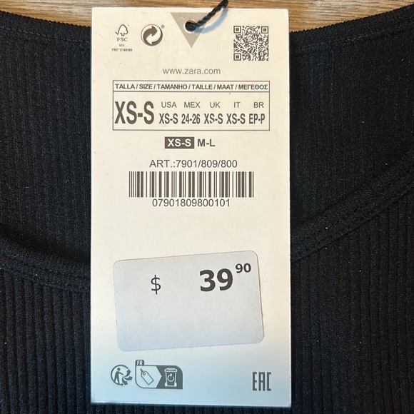 Zara black crop top with diamonds - Picture 3 of 3